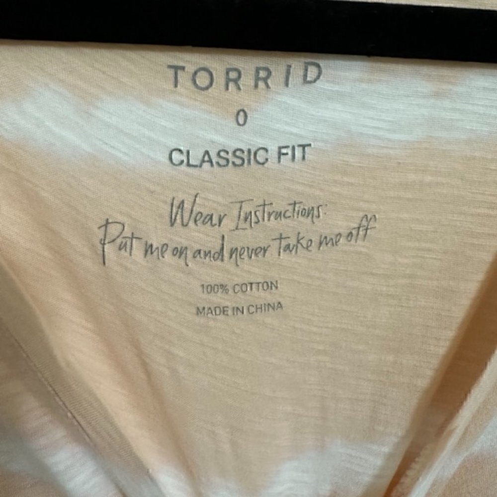 Torrid Blouse Size 0/Large Women's 100% Cotton Short Sleeve Classic Fit Tie Dye - Picture 3 of 4
